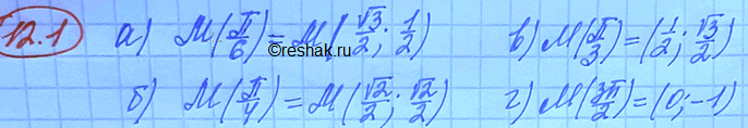 Изображение Всюду в этом параграфе предполагается, что центр числовой окружности совпадает с началом координат плоскости xOy.Найдите декартовы координаты заданной...